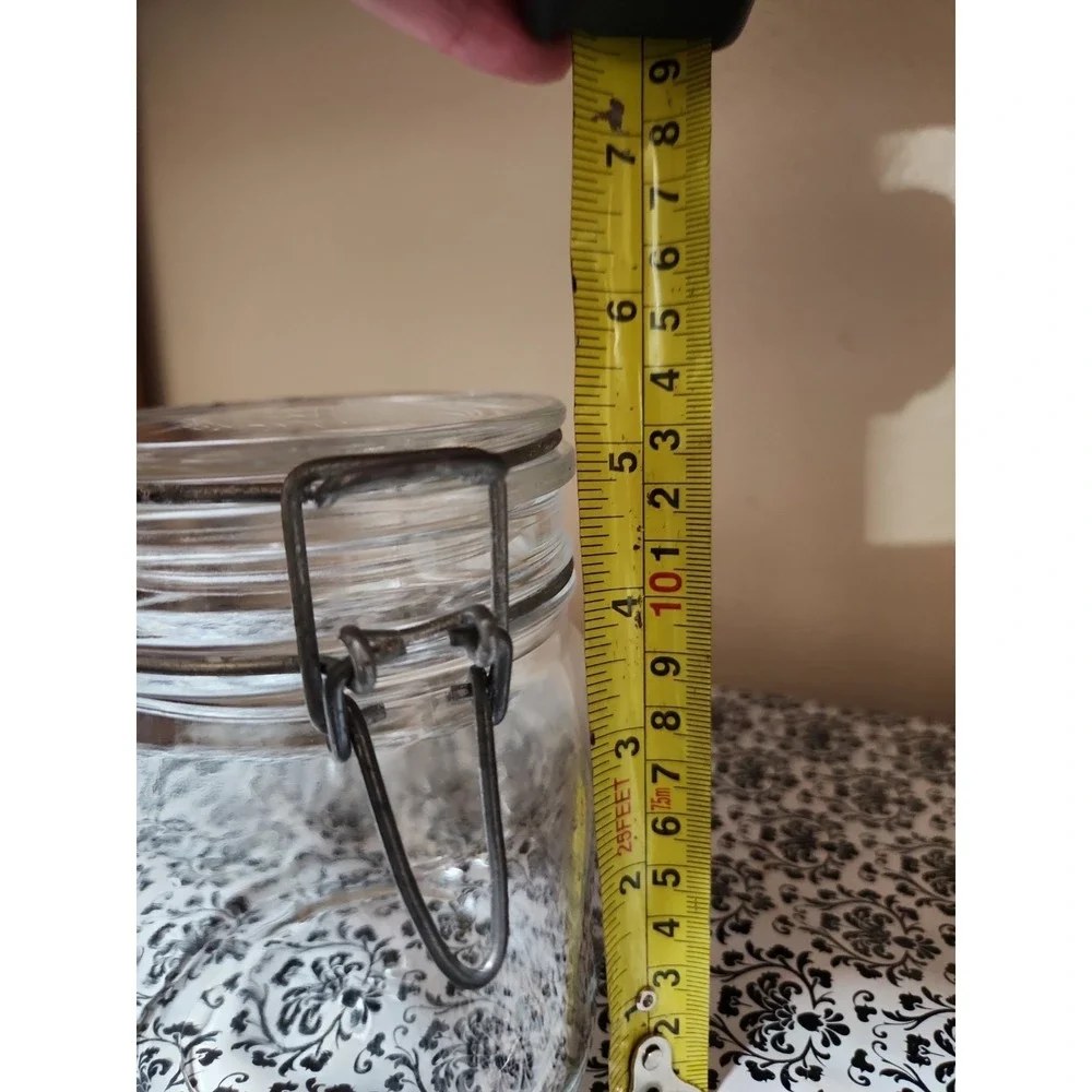 Set of 2 Clear Glass Hermetic Storage Jars with Wire Bail Flip Top‎ Lids
